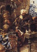 Charles Bargue Arab Dealer Among His Antiques. painting